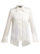 Matchesfashion.com Roland Mouret - Algar Hammered Silk Blend Blouse - Womens - White