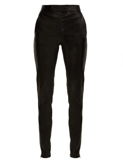 Matchesfashion.com Joseph - Reeve Mid Rise Stretch Leather Trousers - Womens - Black