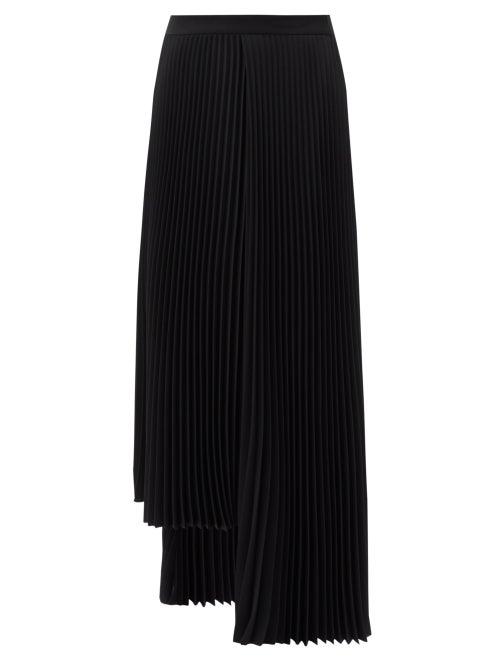 Matchesfashion.com Balenciaga - Pleated Asymmetric Crepe Skirt - Womens - Black