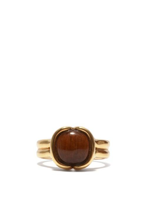 Matchesfashion.com Fernando Jorge - Cushioned Tiger's Eye & 18kt Gold Ring - Mens - Yellow Gold