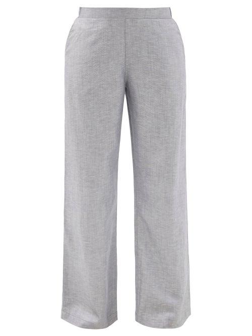 Ladies Lingerie Hanro - Urban Casuals Linen-blend Wide-leg Trousers - Womens - Blue