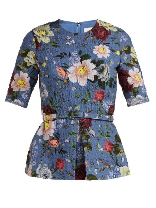 Matchesfashion.com Erdem - Catia Gertrude Print Floral Top - Womens - Blue Multi