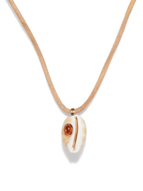 Dezso - Citrine, Shell & 18kt Rose-gold Necklace - Womens - Cream