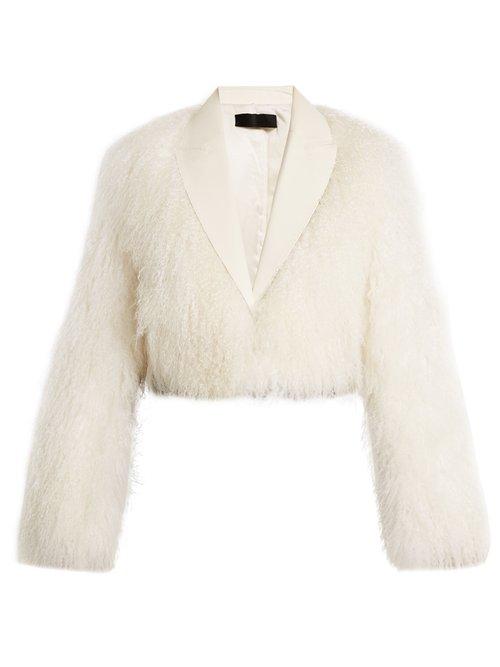 Matchesfashion.com Haider Ackermann - Cale Leather Trimmed Shearling Jacket - Womens - White