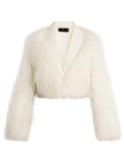 Matchesfashion.com Haider Ackermann - Cale Leather Trimmed Shearling Jacket - Womens - White
