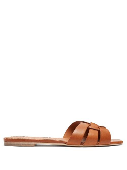 Matchesfashion.com Saint Laurent - Tribute Nu Pieds Leather Sandals - Womens - Tan