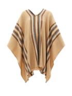 Nili Lotan - Brita Striped Wool-blend Poncho - Womens - Light Beige