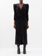 Isabel Marant - Gilalbi V-neck Ruched Velvet Dress - Womens - Black