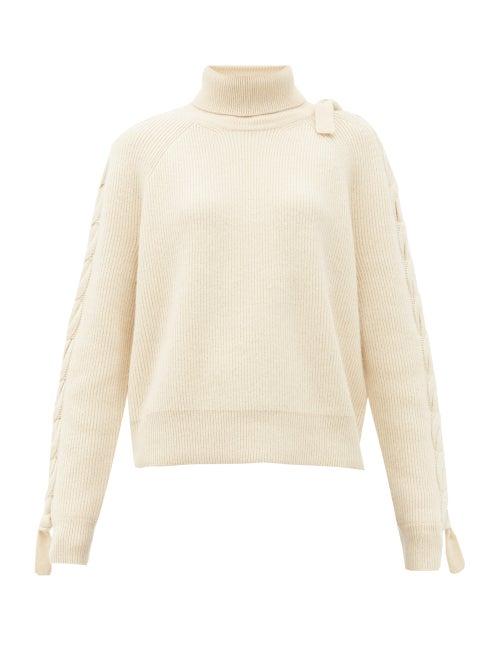 Matchesfashion.com Jw Anderson - Threaded Cable-knitted Alpaca And Yak-wool Sweater - Womens - Ivory