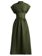 Matchesfashion.com Three Graces London - Clarissa Silk Satin Wrap Dress - Womens - Dark Green