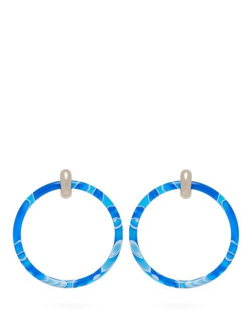 Matchesfashion.com Balenciaga - Two Tone Large Hoop Earrings - Womens - Blue