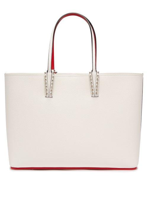 Matchesfashion.com Christian Louboutin - Cabata Spike Embellished Leather Tote - Womens - White