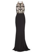Matchesfashion.com Alexander Mcqueen - Crystal Embellished Halterneck Crepe Gown - Womens - Black