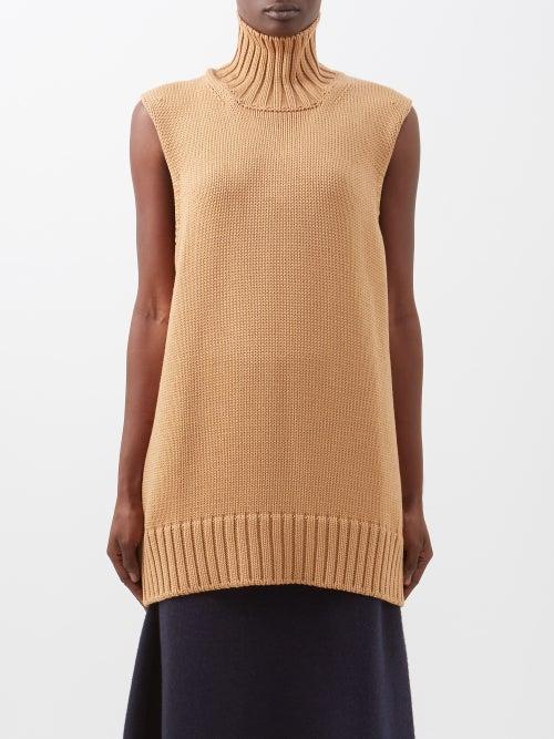 Jil Sander - Sleeveless Wool Roll-neck Sweater - Womens - Camel