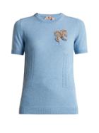Matchesfashion.com No. 21 - Crystal Appliqu Cashmere Sweater - Womens - Light Blue