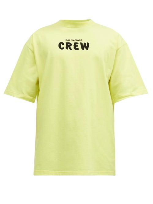 Matchesfashion.com Balenciaga - Crew-print Cotton-jersey T-shirt - Mens - Yellow