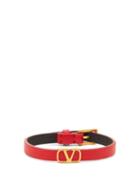 Matchesfashion.com Valentino Garavani - V-logo Leather Bracelet - Womens - Red