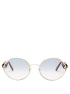 Matchesfashion.com Chlo - Dillie Round-frame Beaded Metal Sunglasses - Womens - Grey Gold