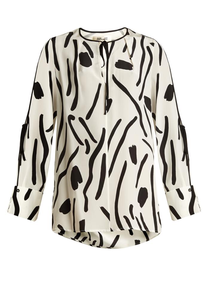 Diane Von Furstenberg Chatham-print Silk Crepe De Chine Blouse