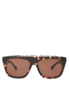 Matchesfashion.com Bottega Veneta - Flat-top Tortoiseshell-acetate Sunglasses - Womens - Tortoiseshell