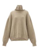 Matchesfashion.com Raey - Cropped Displaced Sleeve Roll Neck Wool Sweater - Womens - Grey