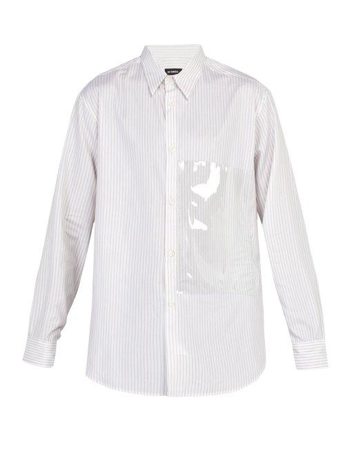 Matchesfashion.com Raf Simons - Pvc Panelled Striped Cotton Shirt - Mens - White