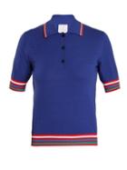 Matchesfashion.com Stella Jean - Contrast Striped Knit Polo Shirt - Womens - Blue