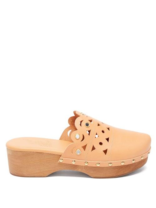 Matchesfashion.com Ancient Greek Sandals - Grego Laser-cut Leather Clogs - Womens - Tan