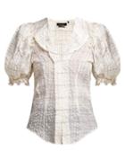 Matchesfashion.com Isabel Marant - Abies Puff Sleeve Organza Blouse - Womens - Ivory Multi