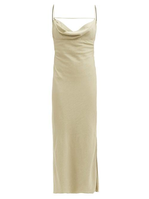 Matchesfashion.com Jacquemus - Cowl-neck Crepe Midi Dress - Womens - Light Green