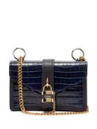 Matchesfashion.com Chlo - Aby Mini Crocodile Embossed Leather Shoulder Bag - Womens - Navy