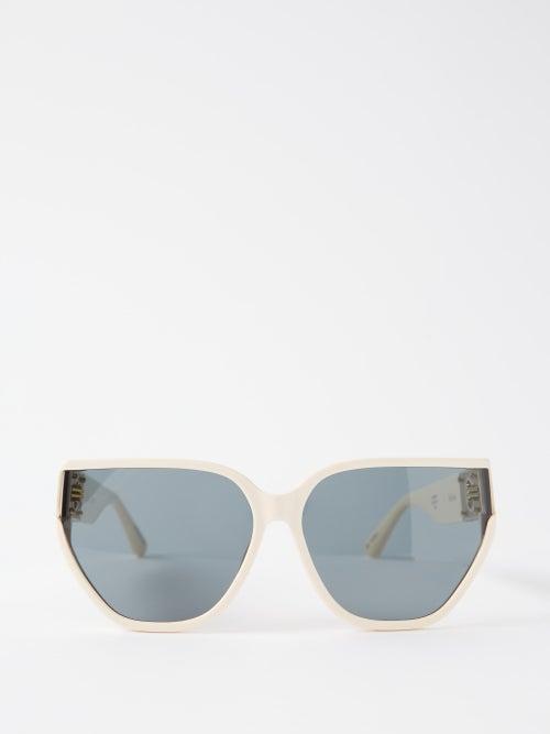 Linda Farrow - Sabine Oversized Cat-eye Acetate Sunglasses - Womens - Cream Multi