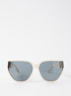 Linda Farrow - Sabine Oversized Cat-eye Acetate Sunglasses - Womens - Cream Multi