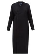 Matchesfashion.com Rick Owens - V-neck Felted Cotton-blend Overcoat - Womens - Black