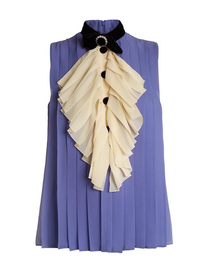 Gucci Bow-detail Pleated Silk Top