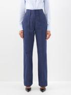 Fendi - Raised-seams Straight-leg Jeans - Womens - Dark Denim