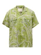 Mens Rtw Harago - Pattachitra-print Silk-blend Khadi Shirt - Mens - Green