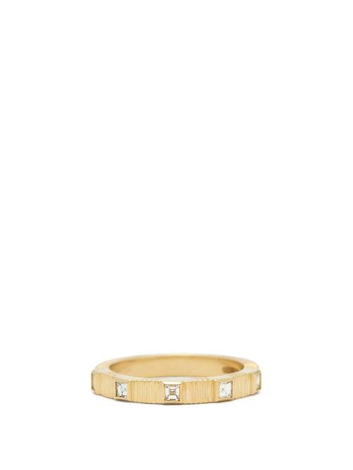 Matchesfashion.com Retrouvai - Pleated Diamond & 18kt Gold Ring - Womens - Gold