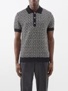 Balmain - Monogram-jacquard Merino-blend Polo Shirt - Mens - Ivory Black