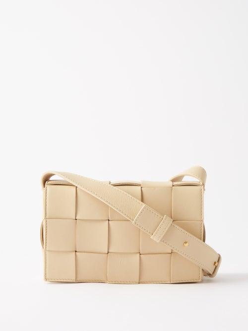 Bottega Veneta - Cassette Small Intrecciato Leather Cross-body Bag - Womens - Beige