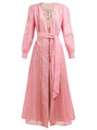 Matchesfashion.com Blaz Milano - Medusa Striped Cotton Blend Gauze Dress - Womens - Pink Stripe