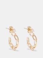 Zo Chicco - Chain Diamond & 14kt Gold Hoop Earrings - Womens - Gold Multi