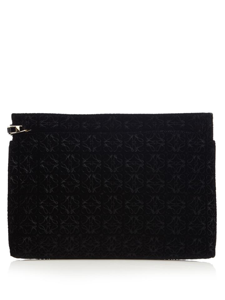 Loewe Logo-debossed Velvet Pouch