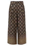 Matchesfashion.com Etro - Kent Print Silk Wide Leg Trousers - Womens - Black Multi