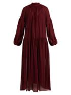 Matchesfashion.com Stella Mccartney - Tiffany Gathered Silk Dress - Womens - Burgundy