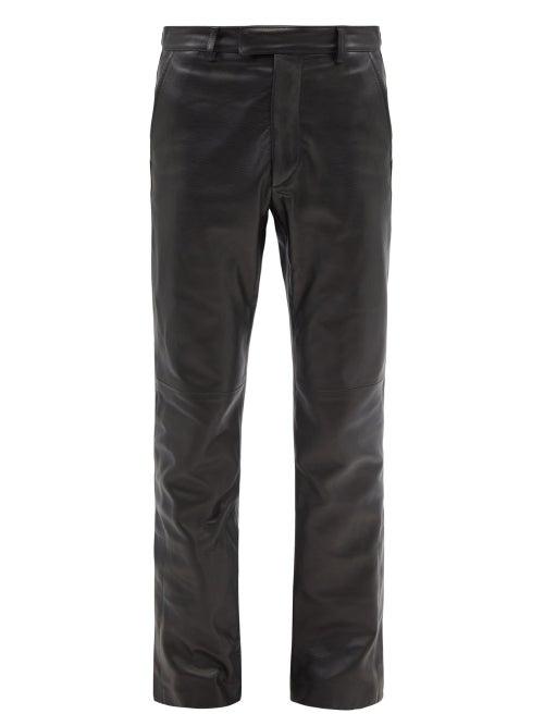 Amiri - Leather Flared Trousers - Mens - Black