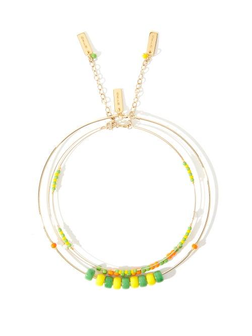 Matchesfashion.com Etro - Set Of Three Glass-beaded Chokers - Womens - Green Multi