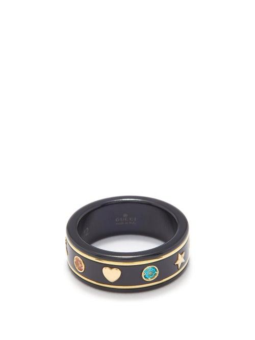 Gucci - Icon Topaz & 18kt Gold Ring - Womens - Black Multi