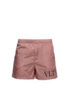 Matchesfashion.com Valentino - Vltn Logo Printed Swim Shorts - Mens - Pink