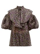 Matchesfashion.com Romance Was Born - Dream Factory Floral Print Organza Blouse - Womens - Black Multi